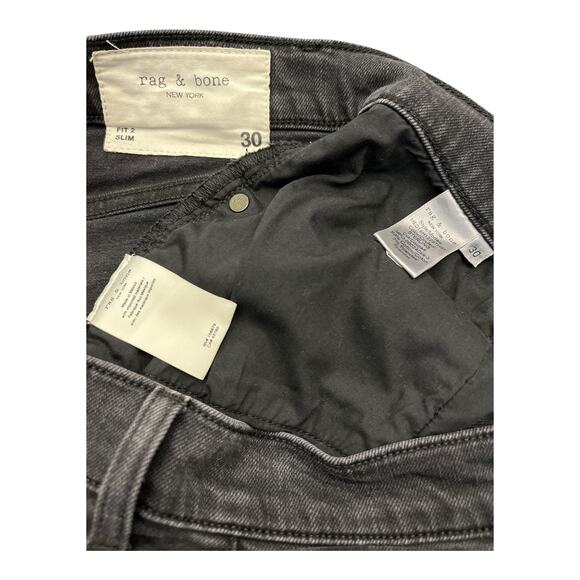 Rag & Bone Fit 2 Slim Jeans Men’s 30 Black Denim Button Fly Excellent Condition - Picture 6 of 10